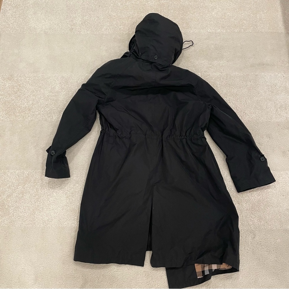 BURBERRY Women's Hooded Trench Coat Size 6 In Black - Picture 8 of 8
